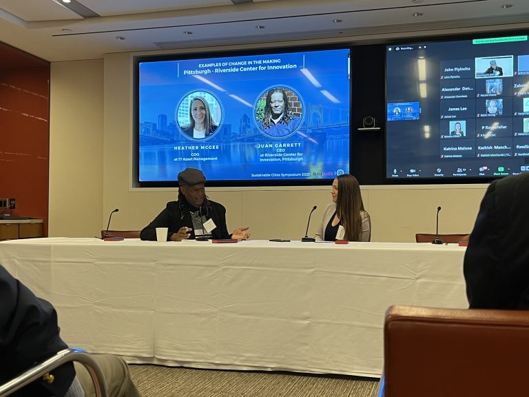 Juan Garrett, Executive Director, Riverside Center for Innovation and Heather McGee, Partner & COO, Intentional Asset Management participated in a transparent fireside chat to discuss building equitable ecosystems for small businesses in Pittsburgh, PA.